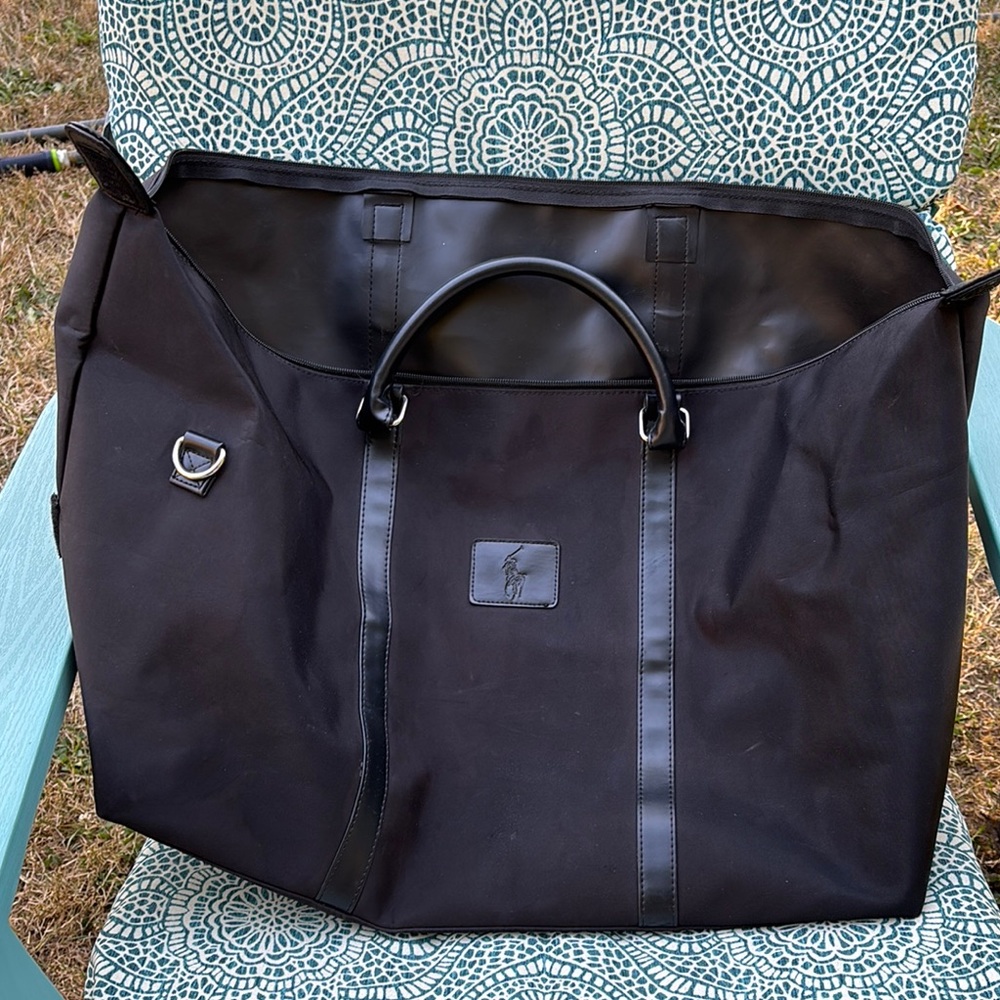 Polo by Ralph Lauren Black Duffel Bag with Leather Accents